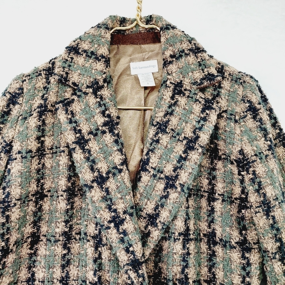 Soft Surroundings Yorkshire Houndstooth Plaid Pea Coat, Size S - Picture 5 of 10